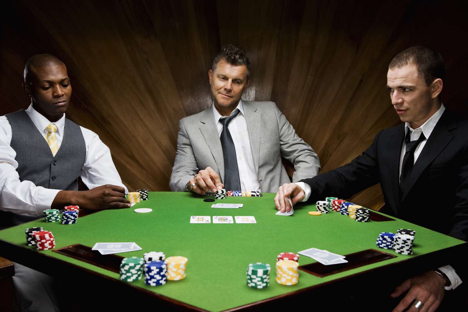 Poker table with players